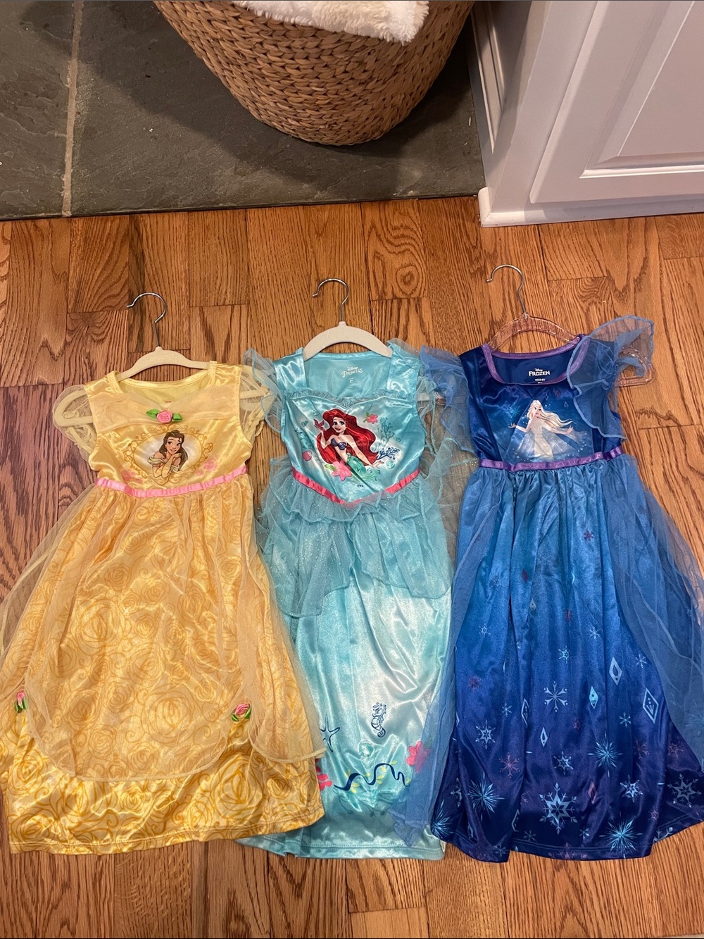 Belle, Ariel, Elsa- Disney Princess Nightgowns - Yellow, Aqua, Blue